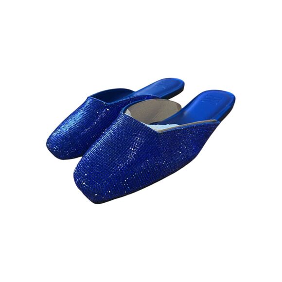 INC International Concepts Shoes - INC Womens Joslyn Crystal Backless Mules Blue 9M